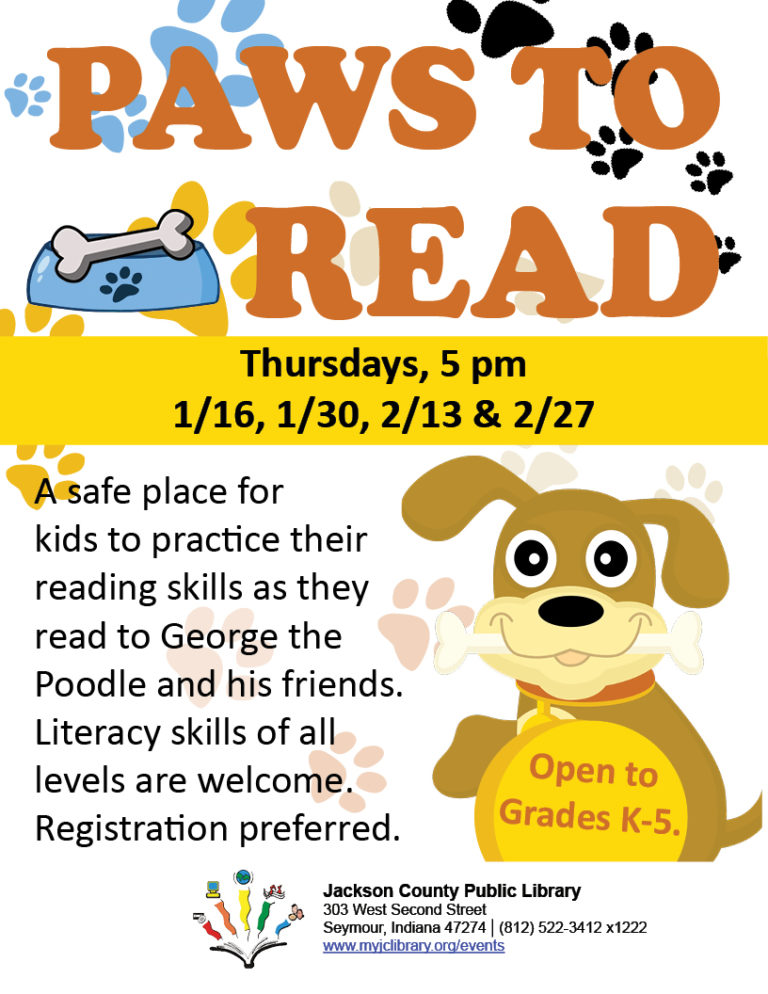 Paws to Read for Grades K5 Jackson County Public Library